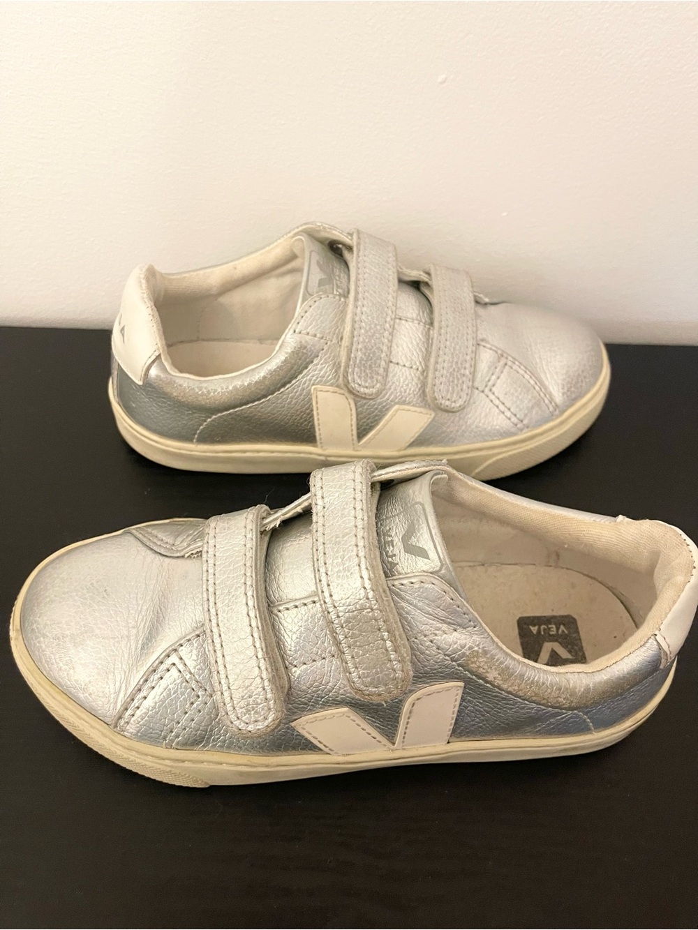Veja Kids Silver Velcro Sneakers